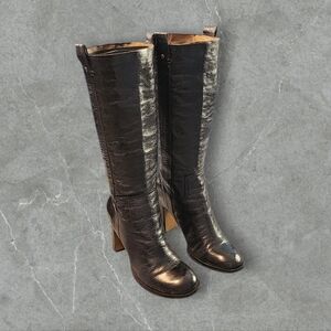 Women Vintage Leather Black Tall Riding Boots By Nicole Size 9.5